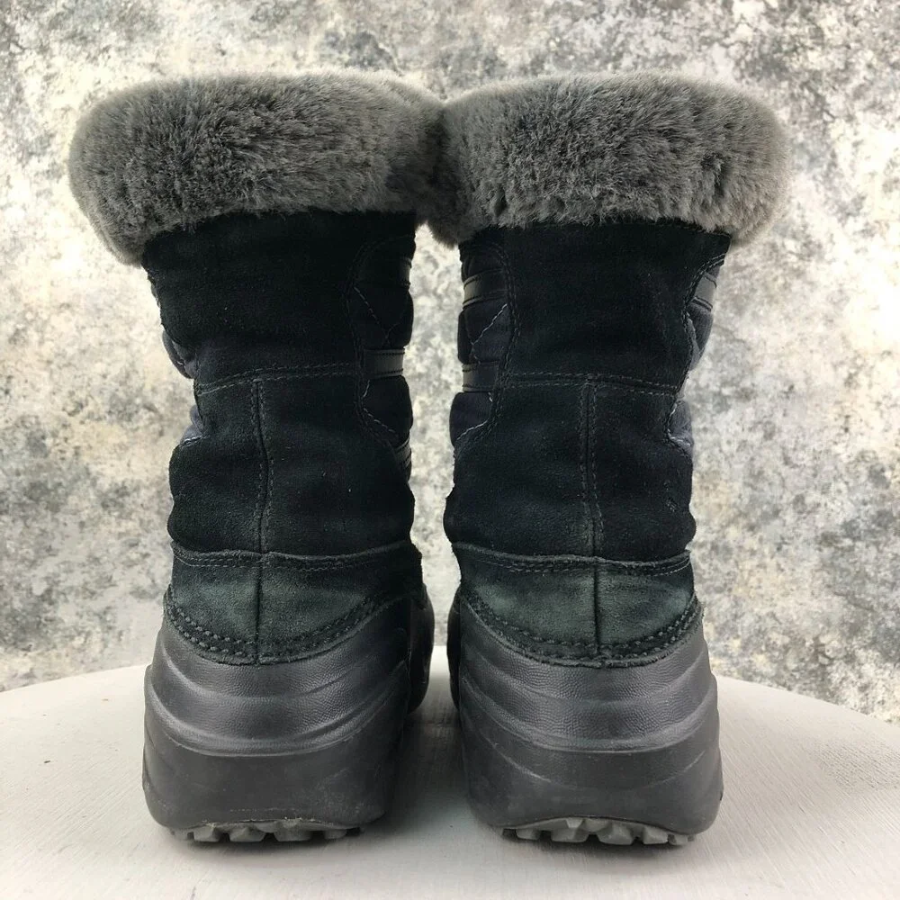 Columbia Women's Size 7.5 Sierra Summette Black Leather Faux Fur Winter Boots